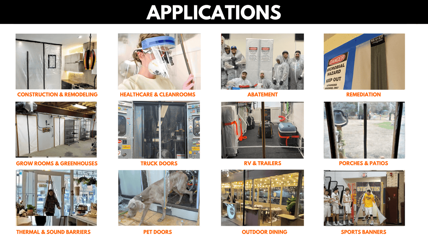 RE-U-ZIP® | DUST CONTAINMENT EVOLVED™ Construction RE-U-ZIP® Self-Closing Magnetic Entry Strip™ | Starter Kit