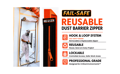 RE-U-ZIP® | DUST CONTAINMENT EVOLVED™ Construction RE-U-ZIP® Fail-Safe™ Reusable Dust Barrier Zipper (ONLY) | 180 Unit Case Pack
