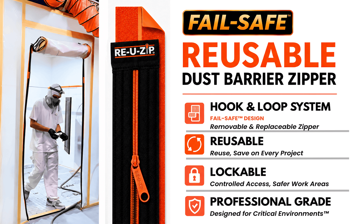 RE-U-ZIP® | DUST CONTAINMENT EVOLVED™ Construction RE-U-ZIP® Fail-Safe™ Reusable Dust Barrier Zipper | Starter Kit