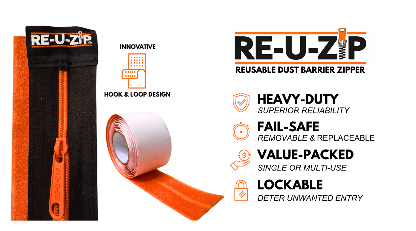 RE-U-ZIP® | DUST CONTAINMENT EVOLVED™ Construction RE-U-ZIP® REUSABLE DUST BARRIER ZIPPER (ONLY) | 180 UNIT CASE PACK