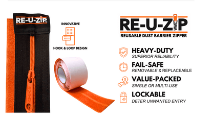 RE-U-ZIP® | DUST CONTAINMENT EVOLVED™ Construction RE-U-ZIP® REUSABLE DUST BARRIER ZIPPER (ONLY) | 180 UNIT CASE PACK