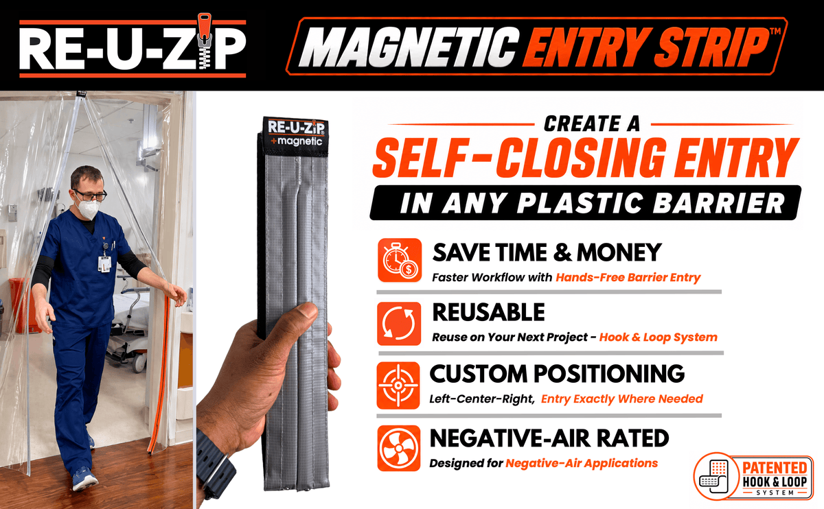 RE-U-ZIP® | DUST CONTAINMENT EVOLVED™ Construction RE-U-ZIP® Self-Closing Magnetic Entry Strip™ | 6-Pack