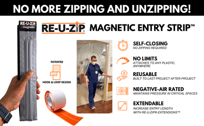 RE-U-ZIP® | DUST CONTAINMENT EVOLVED™ Construction RE-U-ZIP® Self-Closing Magnetic Entry Strip™ | Starter Kit