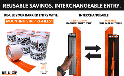 RE-U-ZIP® | DUST CONTAINMENT EVOLVED™ Construction RE-U-ZIP® Self-Closing Magnetic Entry Strip™ | Starter Kit