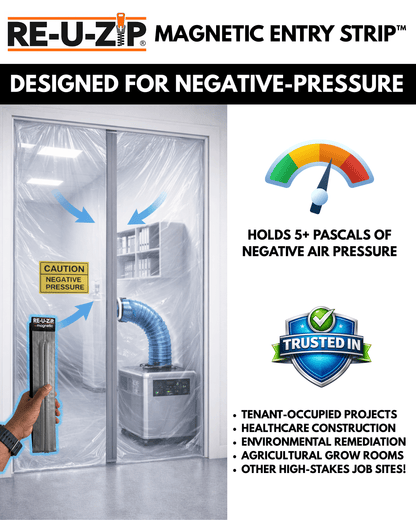 RE-U-ZIP® | DUST CONTAINMENT EVOLVED™ Construction RE-U-ZIP® Self-Closing Magnetic Entry Strip™ | Starter Kit