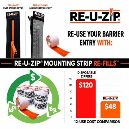 RE-U-ZIP® | DUST CONTAINMENT EVOLVED™ Construction RE-U-ZIP® Self-Closing Magnetic Entry Strip™ | Starter Kit