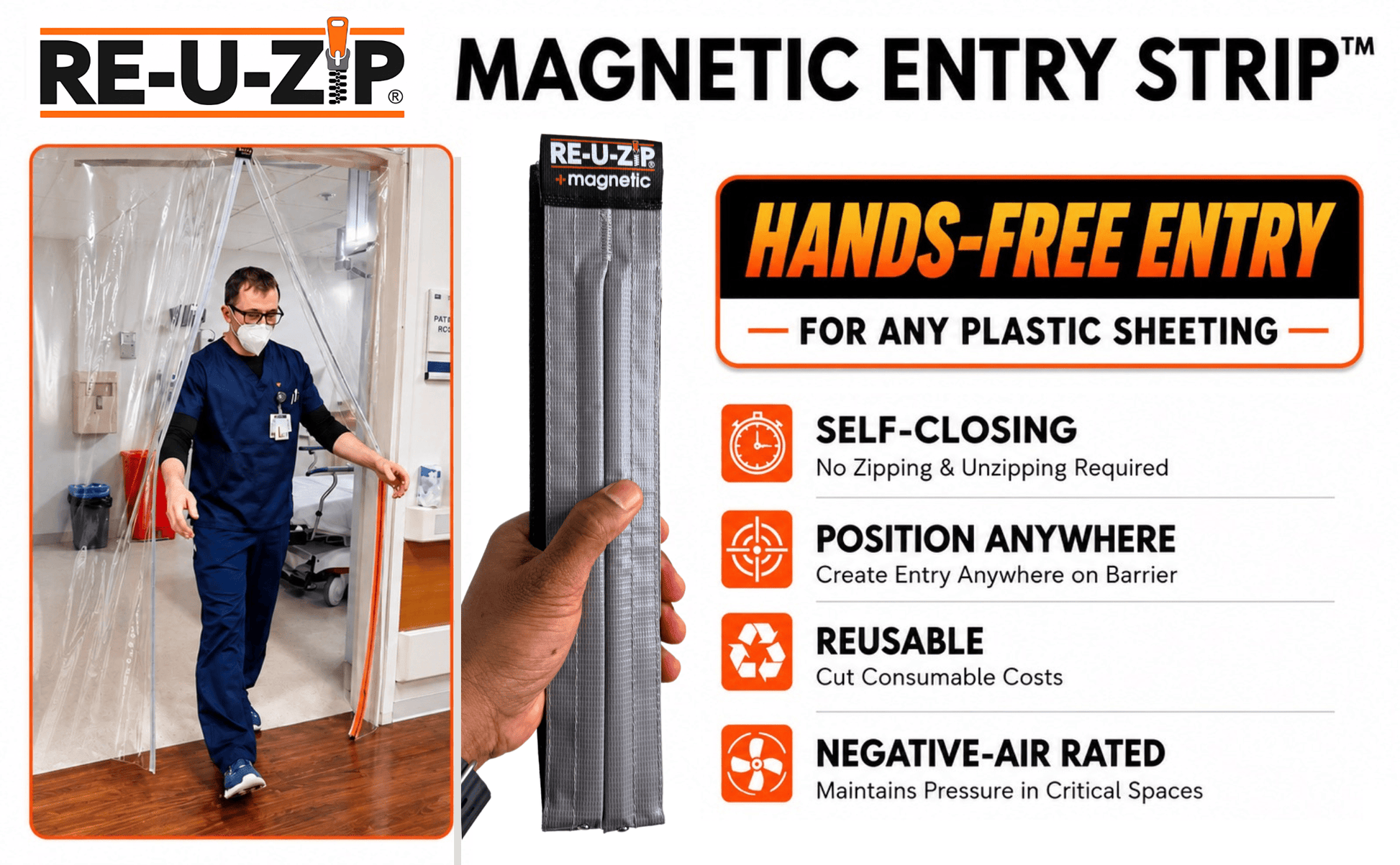 Self-Closing Magnetic Entry Strip™ | Barrier Door & Zipper