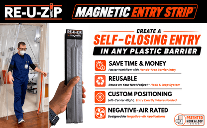RE-U-ZIP® | DUST CONTAINMENT EVOLVED™ Construction RE-U-ZIP® Self-Closing Magnetic Entry Strip™ | Starter Kit
