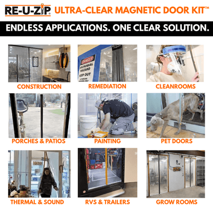 RE-U-ZIP® | DUST CONTAINMENT EVOLVED™ Construction RE-U-ZIP® Ultra-Clear Magnetic Entry Strip™ Door Kit