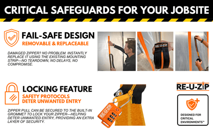 RE-U-ZIP INNOVATIVE DUST BARRIER SOLUTIONS Construction RE-U-ZIP® REUSABLE DUST BARRIER ZIPPER | PRO BUNDLE