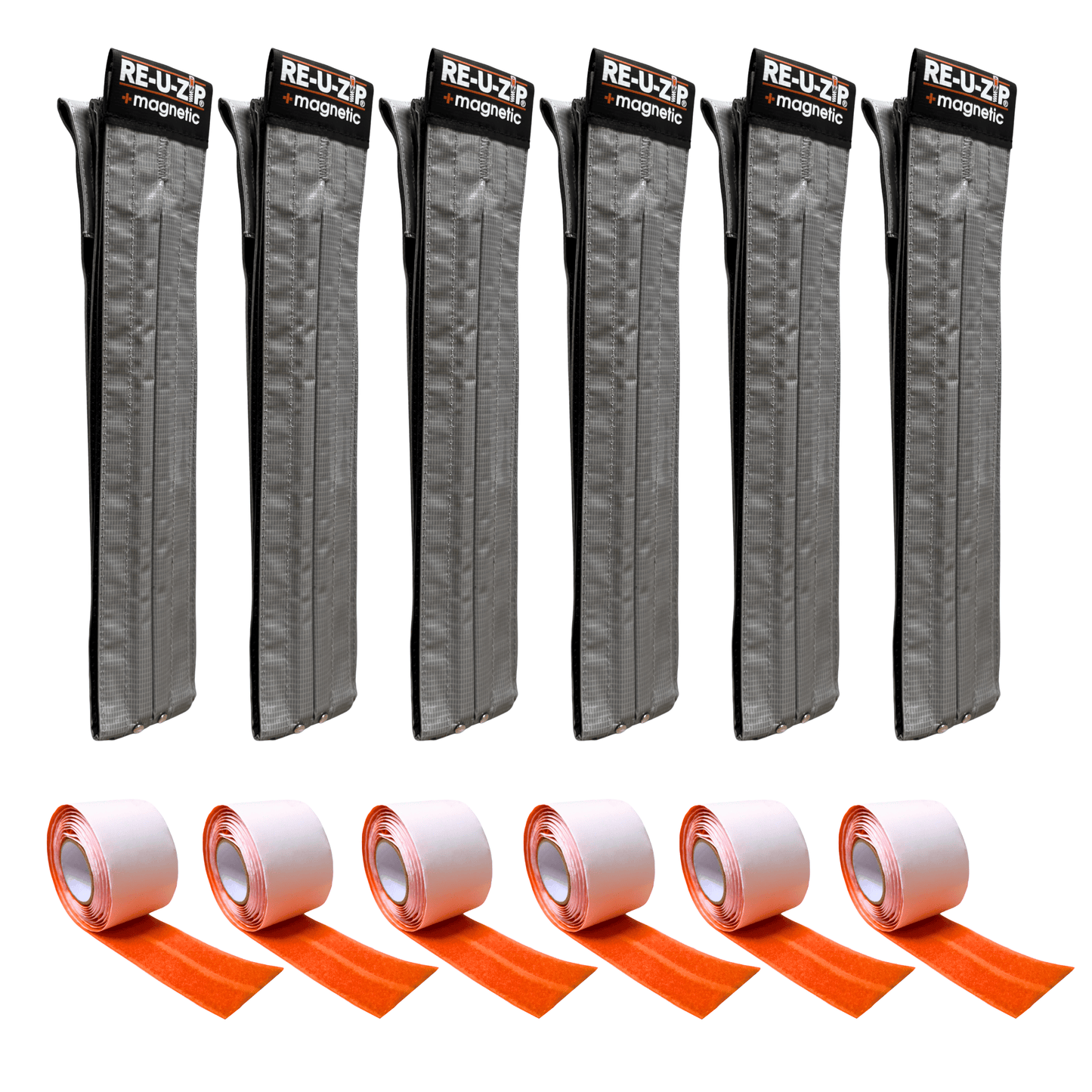 RE-U-ZIP INNOVATIVE DUST BARRIER SOLUTIONS Construction RE-U-ZIP® SELF-CLOSING MAGNETIC ENTRY STRIP™ | 6-PACK