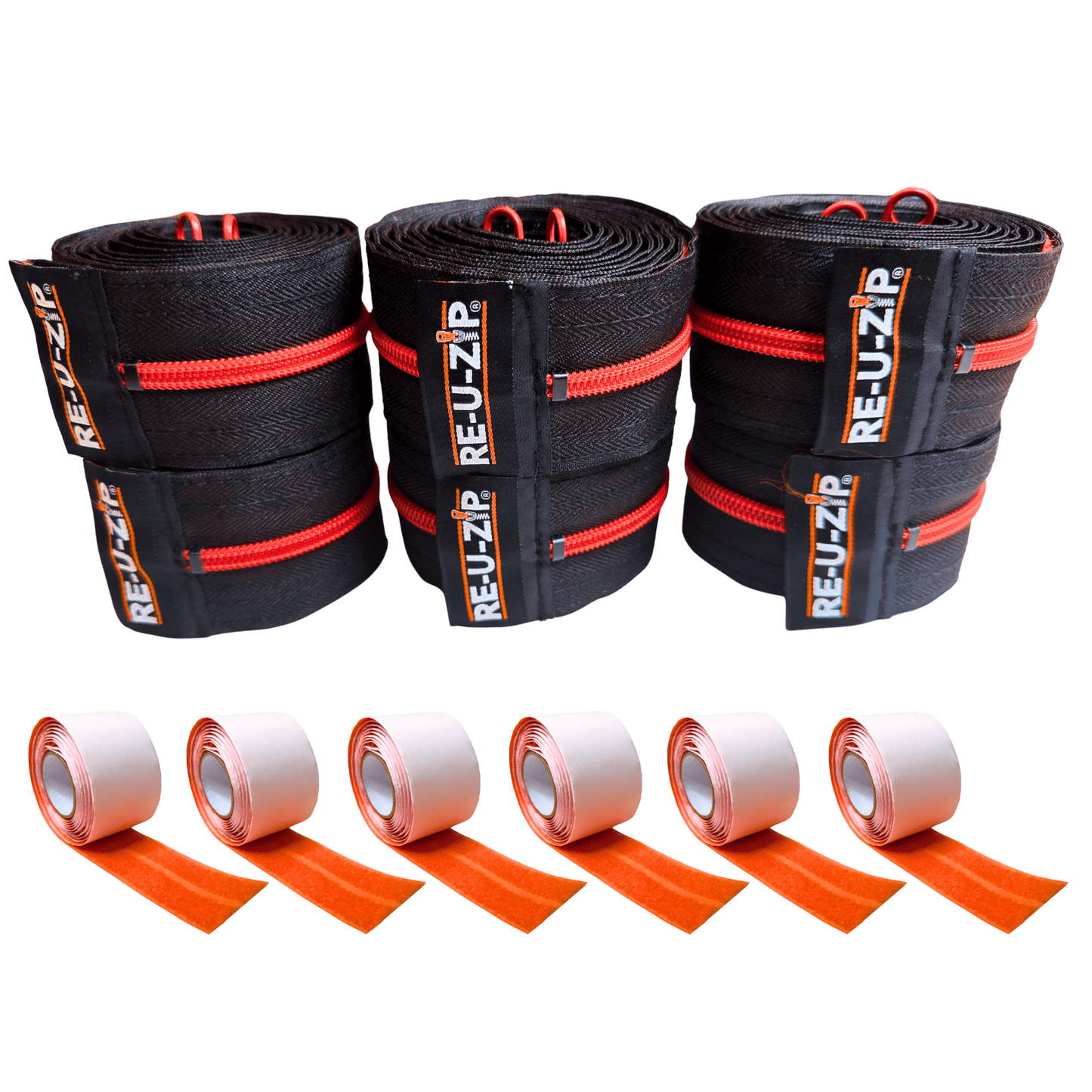 RE-U-ZIP INNOVATIVE DUST BARRIER SOLUTIONS Construction Red RE-U-ZIP® REUSABLE DUST BARRIER ZIPPER | 6-PACK