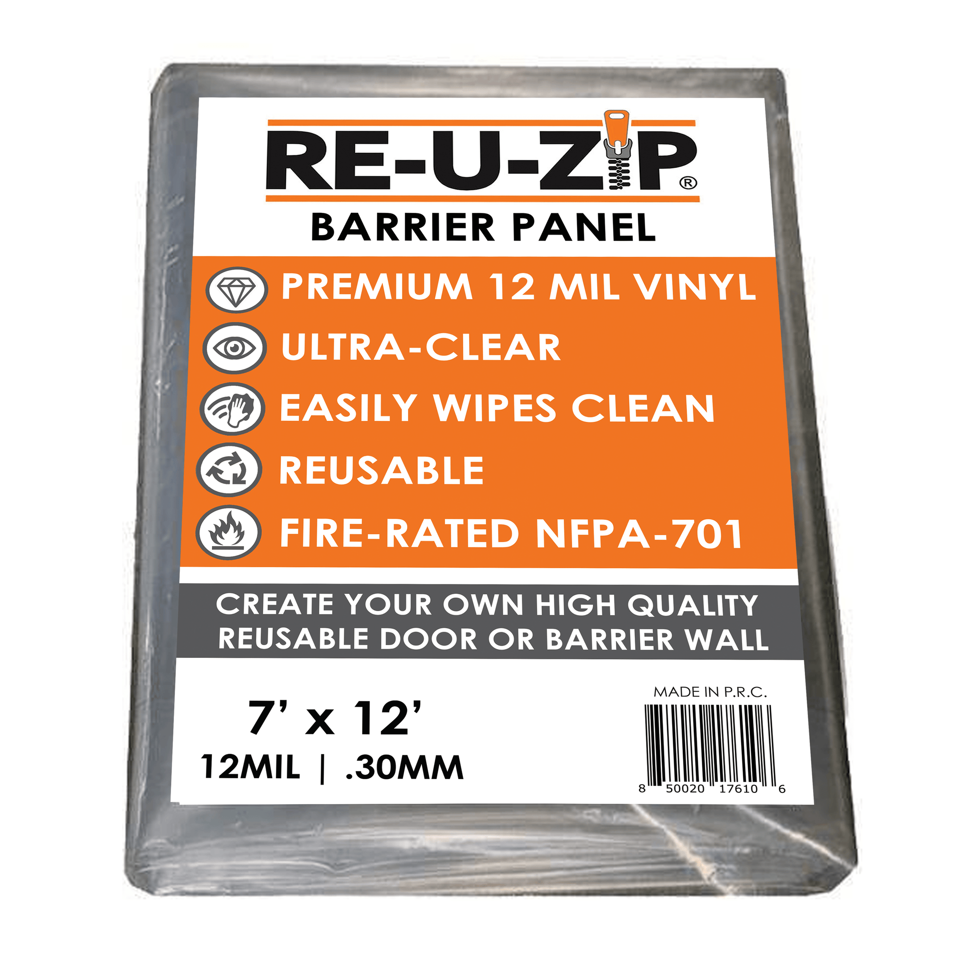 RE-U-ZIP INNOVATIVE DUST BARRIER SOLUTIONS Construction 7 x 12 FT RE-U-ZIP™ Reusable Dust Barrier Panel