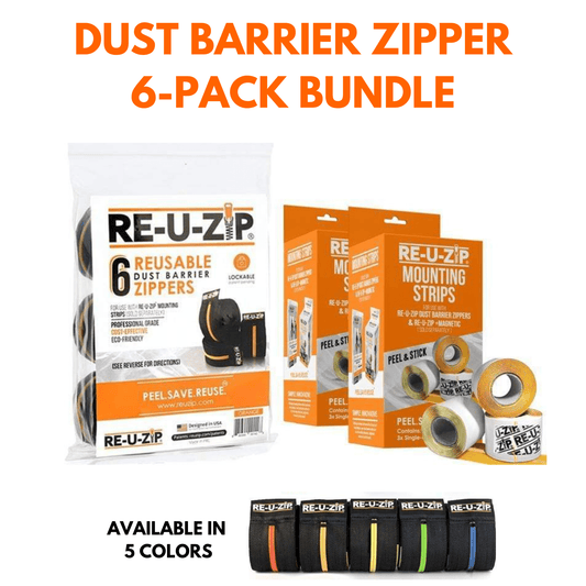 RE-U-ZIP INNOVATIVE DUST BARRIER SOLUTIONS Construction RE-U-ZIP™ Reusable Dust Barrier Zipper Bundle | 6 Pack