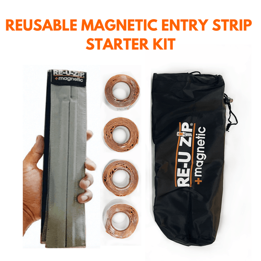 RE-U-ZIP INNOVATIVE DUST BARRIER SOLUTIONS Construction RE-U-ZIP™ Reusable Magnetic Entry Strip  |  Starter Kit
